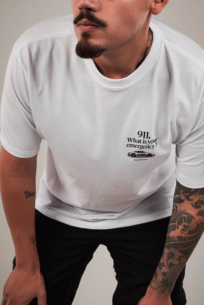 CAMISETA "911" BRANCA — verso